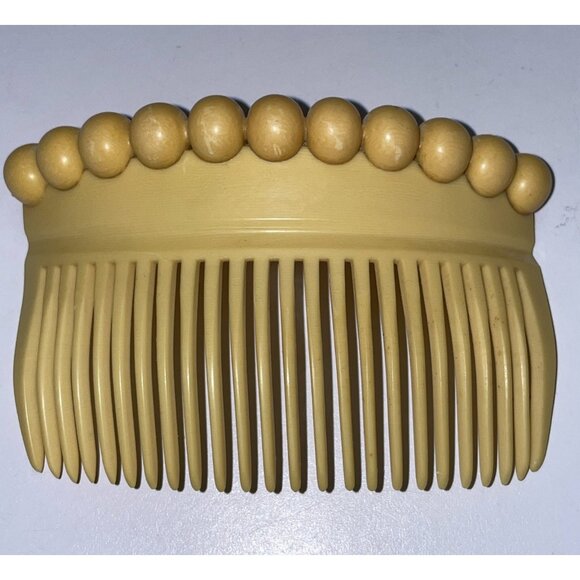 Vintage Unique Decorative Ball Accents Side Hair Comb Yellow main image 6